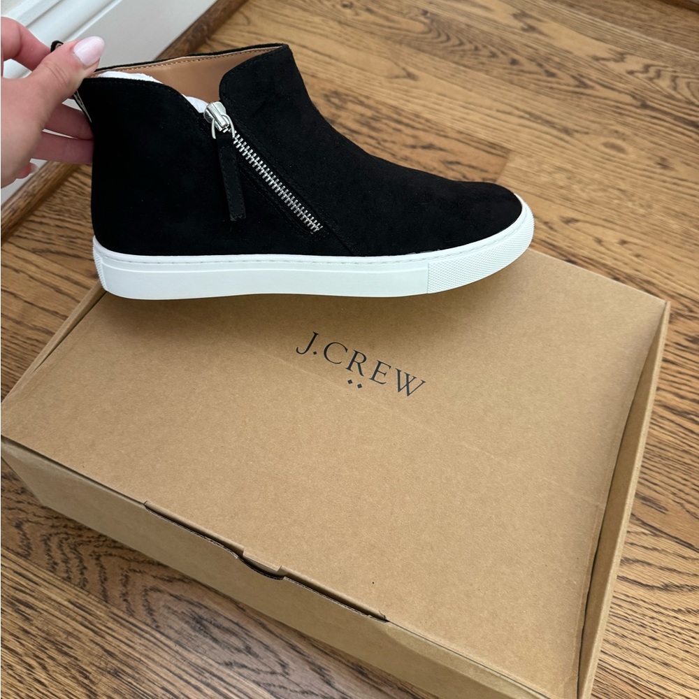 Brand New in Box J.Crew Microsuede Side Zip High Top Sneakers - Picture 2 of 6